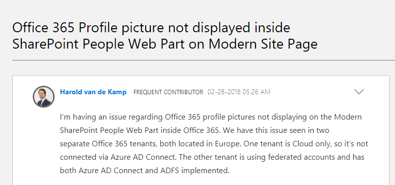 Profilbilder werden in SharePoint Online Webpart nicht angezeigt